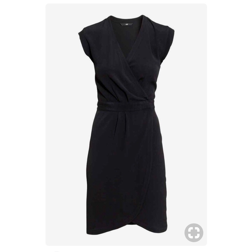 Black Crepe Wrap Dress for Office/Work